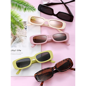 Frienda Retro Rectangle Sunglasses - 10 Pairs for Women
