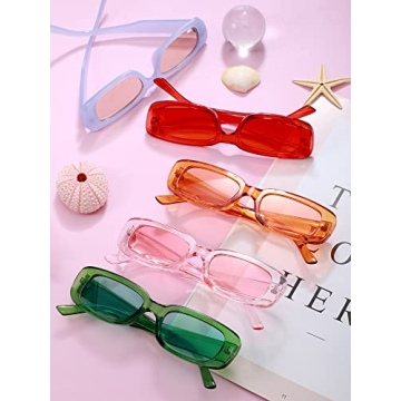 Frienda Retro Rectangle Sunglasses - 10 Pairs for Women