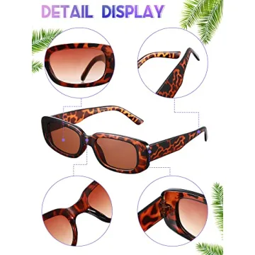 Frienda Retro Rectangle Sunglasses - 10 Pairs for Women