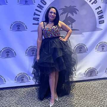 Lisong Women High Waist High Low Layered Tulle Floor Length Spectial Occasion Skirt S Black