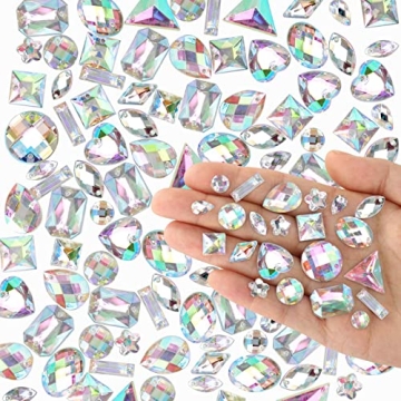Aptkin 1000 Pieces Sew on Rhinestones Large Big Sew on Crystals Sewing Gems Jewels Acrylic Mixed Sha...