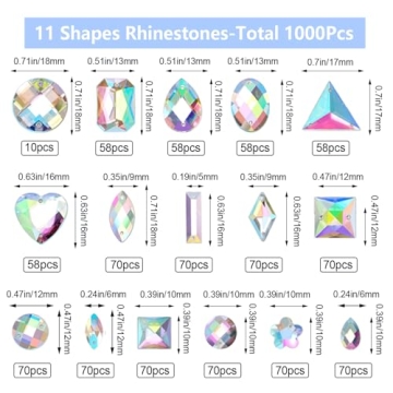 Aptkin 1000 Pieces Sew on Rhinestones for Crafting