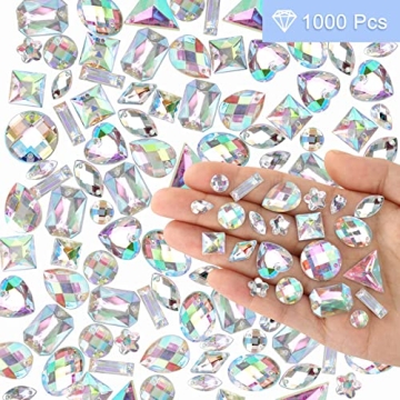 Aptkin 1000 Pieces Sew on Rhinestones for Crafting