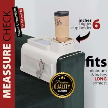 Sofatory Beige Couch Cup Holder Tray – Dual Sided Caddy for Drinks and Essentials