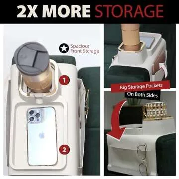 Sofatory Couch Cup Holder Tray for Drinks and Remotes
