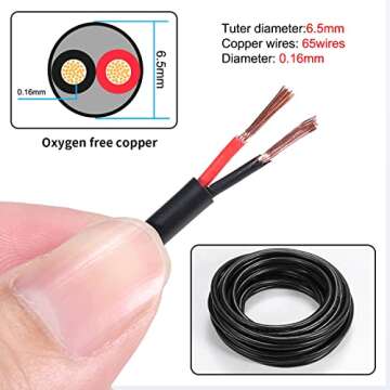 16 Gauge 2 Conductor Electrical Wire 16AWG Electrical Wire Stranded PVC Cord Oxygen-free copper Cabl...