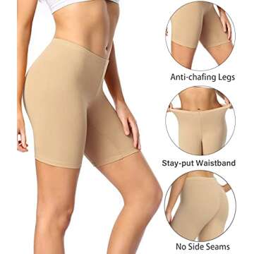 wirarpa Women's Cotton Boy Shorts Underwear Long Leggings Under Shorts Anti Chafe Bloomers 4 Pack Beige Size L