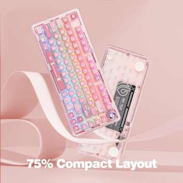 EPOMAKER x LEOBOG K81 Gasket-Mounted Custom Mechanical Keyboard with Knob, BT5.0 2.4G/ USB-C Wired Wireless Gaming Keyboard, Hot Swappable, NKRO, for Win/Mac (Pink Bunny, Ice Crystal Switch)