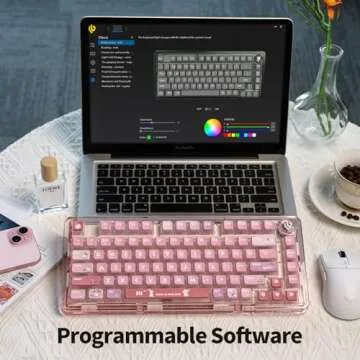 EPOMAKER x LEOBOG K81 Gasket-Mounted Custom Mechanical Keyboard with Knob, BT5.0 2.4G/ USB-C Wired Wireless Gaming Keyboard, Hot Swappable, NKRO, for Win/Mac (Pink Bunny, Ice Crystal Switch)