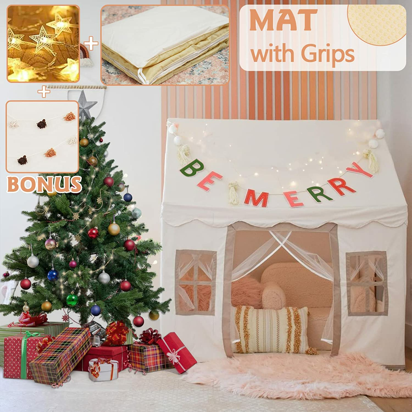 Star Light Kids Play Tent with Mat - Indoor Outdoor Fun