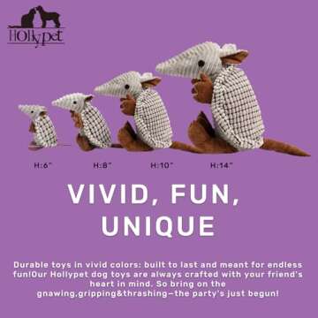 Hollypet Plush Dog Squeaky Toy Stuffed Armadillo Animal Pet Puppy Chew Toys with Clean Teeth for Sma...