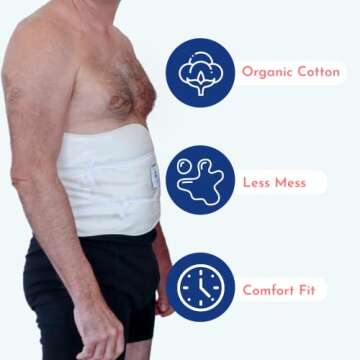 Men's Castor Oil Pack for Liver (Compress) by Queen of the Thrones - Less Mess, Reusable, Comfort Sleep Fit - Organic Cotton Flannel & Soft Ties (Castor Oil Sold Separately)