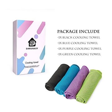 Cooling Towels for Sports and Travel - 4 Pack by DARUNAXY