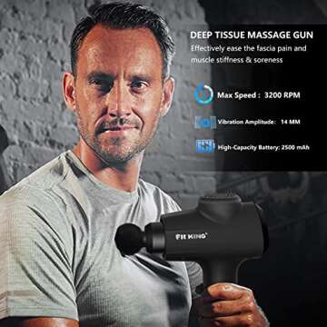 FIT KING Massage Gun Deep Tissue Percussion Muscle Massage Gun for Athletes to Relieve Soreness and ...