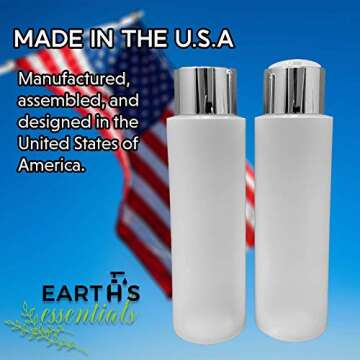 2 Pack Refillable 16 Ounce HDPE Squeeze Bottles With"Stand On The Cap" Dispenser Tops-Great For Lotions, Shampoos, Conditioners and Massage Oils From Earth's Essentials (WHITE & CHROME CAP)