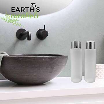 2 Pack Refillable 16 Ounce HDPE Squeeze Bottles With"Stand On The Cap" Dispenser Tops-Great For Lotions, Shampoos, Conditioners and Massage Oils From Earth's Essentials (WHITE & CHROME CAP)