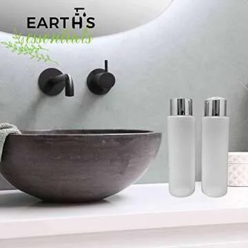 2 Pack Refillable 16 Ounce HDPE Squeeze Bottles With"Stand On The Cap" Dispenser Tops-Great For Lotions, Shampoos, Conditioners and Massage Oils From Earth's Essentials (WHITE & CHROME CAP)