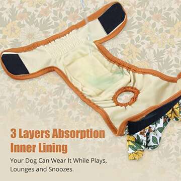 Langsprit Washable Female Dog Diapers - 3 Pack - Highly Absorbent