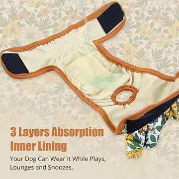 Langsprit Washable Female Dog Diapers - 3 Pack - Highly Absorbent