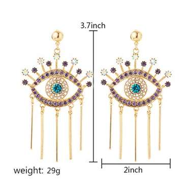 Crystal Evil Eyes Drop Earrings Fashion Unique Abstract Eyes Rhinestone Dangle Earring for Women Exaggerated Jewelry