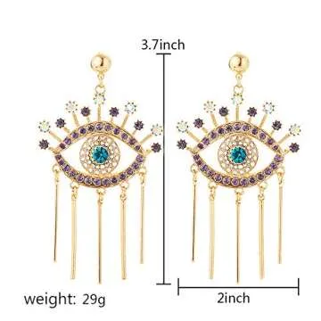 Crystal Evil Eyes Drop Earrings Fashion Unique Abstract Eyes Rhinestone Dangle Earring for Women Exaggerated Jewelry