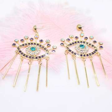 Crystal Evil Eyes Drop Earrings Fashion Unique Abstract Eyes Rhinestone Dangle Earring for Women Exaggerated Jewelry