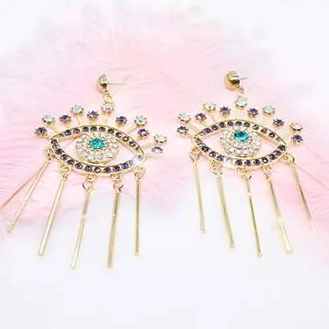 Crystal Evil Eyes Drop Earrings Fashion Unique Abstract Eyes Rhinestone Dangle Earring for Women Exaggerated Jewelry