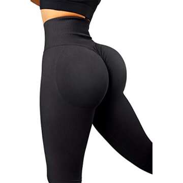 SUUKSESS Scrunch Butt Lifting Seamless Leggings for Women Booty High Waisted Workout Yoga Pants (Black, L)