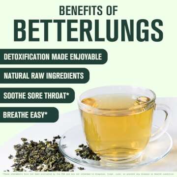 Betterbrand BetterLungs Mullein Lung Support Tea - 30 Loose Leaf Servings - Ginseng, Elderberry, Ginger & Thyme for Lung Cleanse, Congestion Relief, Mucus Detox - Caffeine Free