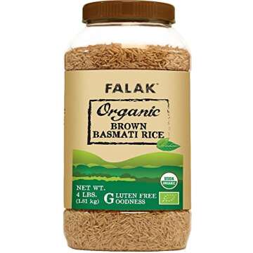 Falak Organic Brown Basmati Rice 4lb (1.81 Kg) - Extra Long Authentic Healthy Grains Premium Quality...