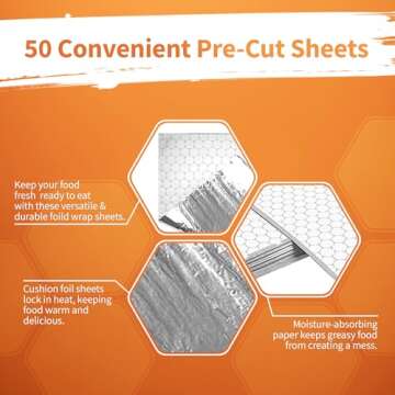 Insulated Aluminum Foil Sheets for Sandwiches - 50 Pack