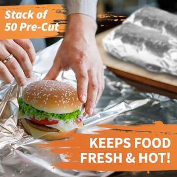 Insulated Aluminum Foil Sheets for Sandwiches - 50 Pack