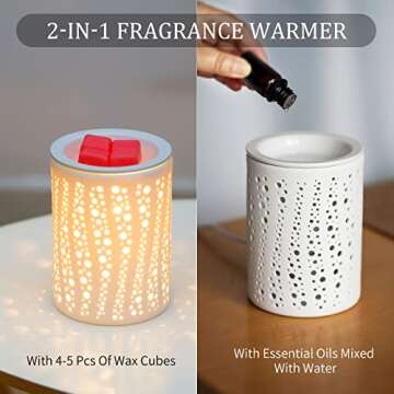 PALANCHY Wax Melt Warmer Ceramic Oil Burner Electric Candle Wax Warmer Burner Melter Fragrance Warme...