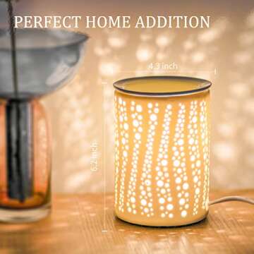 PALANCHY Wax Melt Warmer Ceramic Oil Burner Electric Candle Wax Warmer Burner Melter Fragrance Warmer for Home Office Bedroom Aromatherapy Gift & Decor 2 Bulbs Included Gift Box Packaged