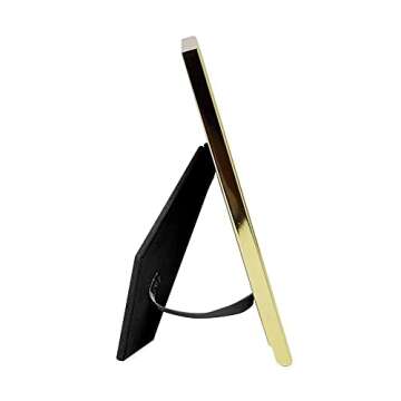 Laura Ashley 5x7 Pink Enamel Picture Frame, Gold Metal Edge with Easel, for Countertop, Counterspace, Tabletop Display, Bookshelf, Desk, Wall Décor, Photo Gallery