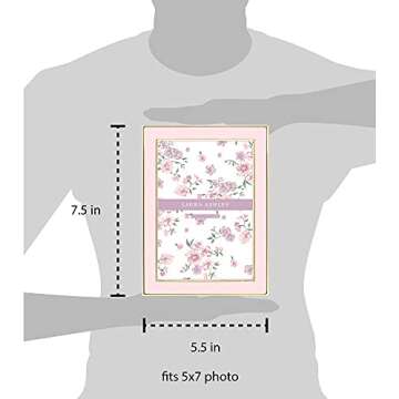 Laura Ashley 5x7 Pink Enamel Picture Frame, Gold Metal Edge with Easel, for Countertop, Counterspace, Tabletop Display, Bookshelf, Desk, Wall Décor, Photo Gallery