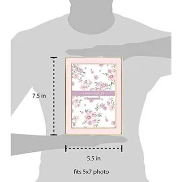 Laura Ashley 5x7 Pink Enamel Picture Frame, Gold Metal Edge with Easel, for Countertop, Counterspace, Tabletop Display, Bookshelf, Desk, Wall Décor, Photo Gallery