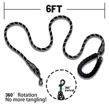 JIMEJV 6 FT Reflective Dog Leash with Poop Bags Comfortable Padded Handle Rope Leash for Puppy Small Medium and Large Dogs Outdoor Walking Playing Exploring
