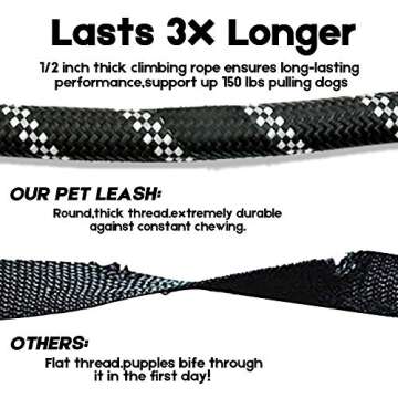 JIMEJV 6 FT Reflective Dog Leash with Poop Bags Comfortable Padded Handle Rope Leash for Puppy Small Medium and Large Dogs Outdoor Walking Playing Exploring