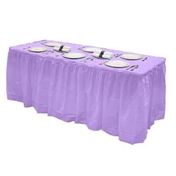 Party Essentials Heavy Duty Disposable Plastic Table Skirt, 1-Count, 29" W x 14' (168") L, Lavender