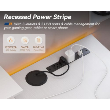 KKL 72 Inch L Shaped Computer Desk with USB Ports and Storage