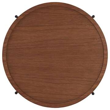 Rivet Meeks Round Side Table with Fabric Basket - Walnut