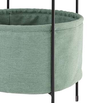 Rivet Meeks Round Side Table with Fabric Basket - Walnut
