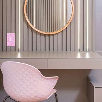 Wall Plate Light Switch Cover, Standard Size 4.50" x 2.76", Dengduoduo Silver Pink Rhinestones Bling Decorative Wall Plate Light Switch Outlet Cover for Bedroom Accessories Home Decor