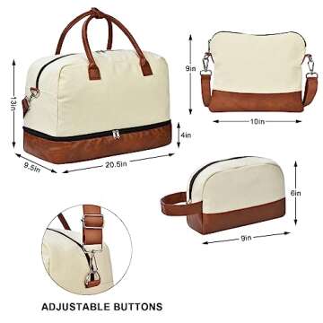 Leatvook Duffle Bag with Toiletry Bag for Travel