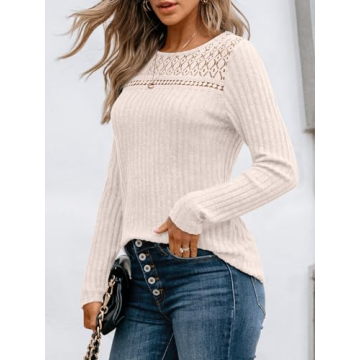 AUTOMET Womens Lace Long Sleeve Fall Sweater Tunic