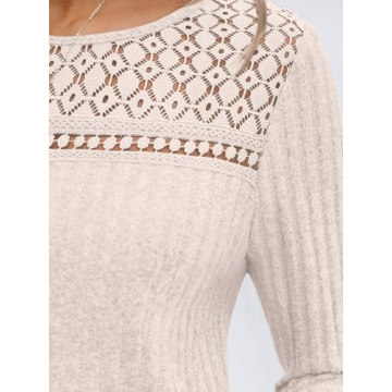 AUTOMET Womens Lace Long Sleeve Fall Sweater Tunic