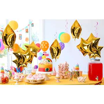 Treasures Gifted Gold Star Balloons - Gold Mylar Star Balloons - Gold Star Foil Balloons - Gold Star Mylar Balloons (Globos Estrellas) - 18 Inch Star Balloons - 12 Pack Foil Star Balloons, Gold