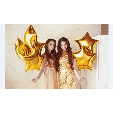 Treasures Gifted Gold Star Balloons - Gold Mylar Star Balloons - Gold Star Foil Balloons - Gold Star Mylar Balloons (Globos Estrellas) - 18 Inch Star Balloons - 12 Pack Foil Star Balloons, Gold