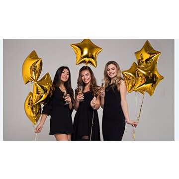 Treasures Gifted Gold Star Balloons - Gold Mylar Star Balloons - Gold Star Foil Balloons - Gold Star Mylar Balloons (Globos Estrellas) - 18 Inch Star Balloons - 12 Pack Foil Star Balloons, Gold